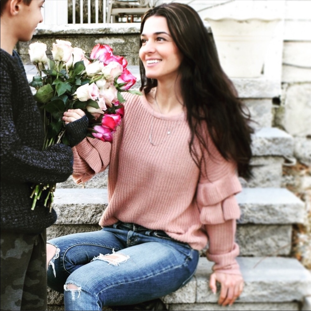 Ruffle sleeve sweater